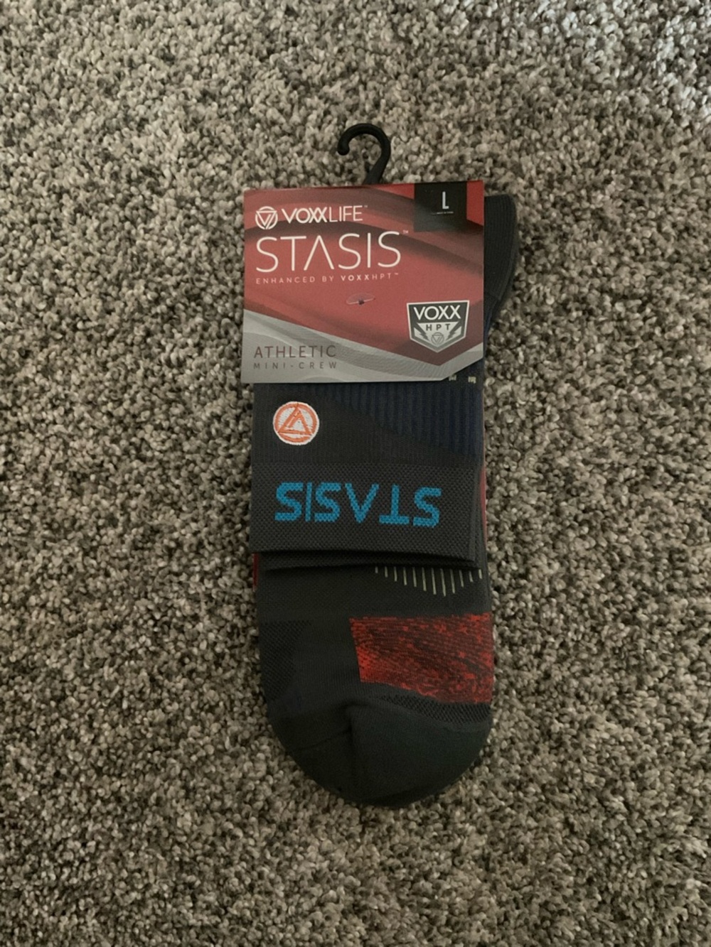 STASIS Athletic Mini-Crew Socks by VOXXLIFE - Steel gray Large 10-13